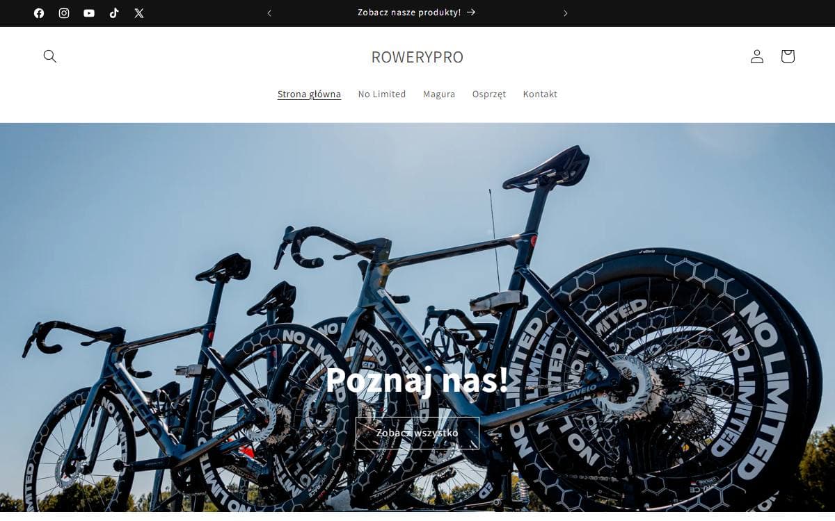 Screenshot of the Rowery Pro project